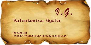 Valentovics Gyula névjegykártya